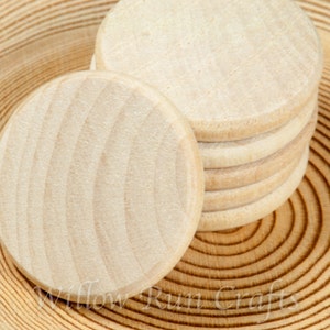 50 pcs 1 inch Wood Circle Disc, 25mm Wood Circles Smooth Edges (23-20-150)