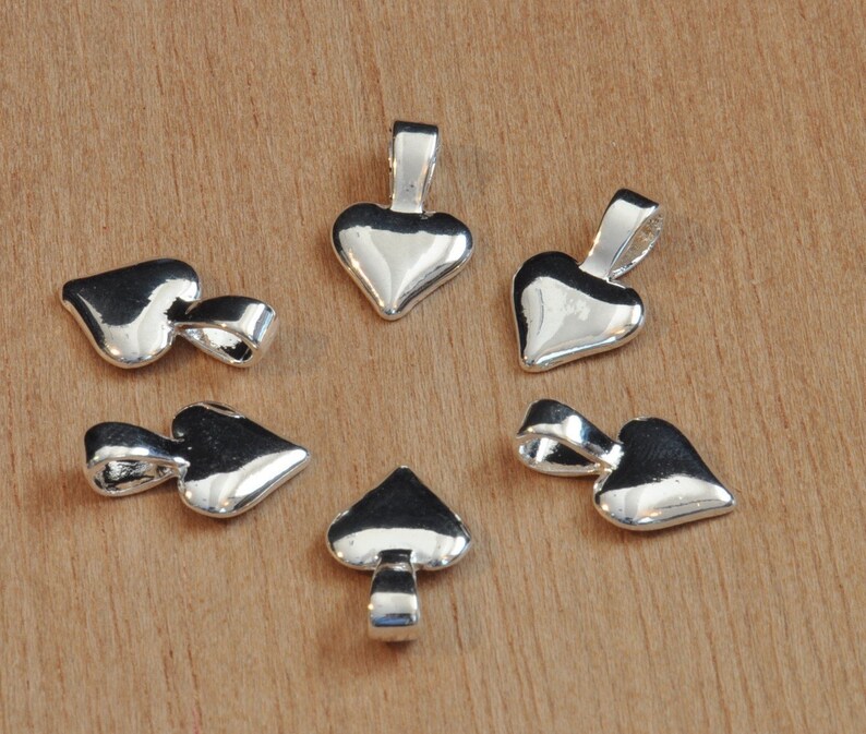 100 Small Silver Plated Heart Bails Necklace Bails Etsy