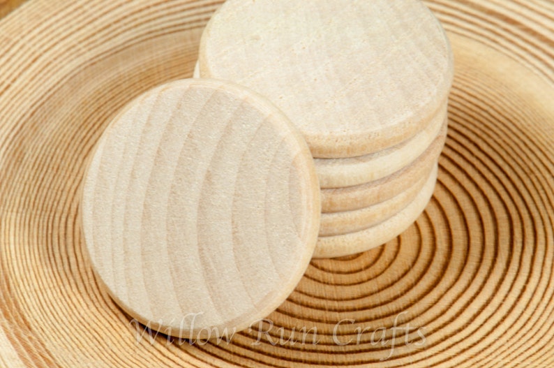 100 Pack 1 inch 25mm Wood Circle Disc 23-20-150 image 1