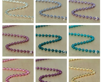 30 High Quality Colored Metal Ball Chain 2.4mm  Necklaces with connectors 24 inch length, Select your Colors