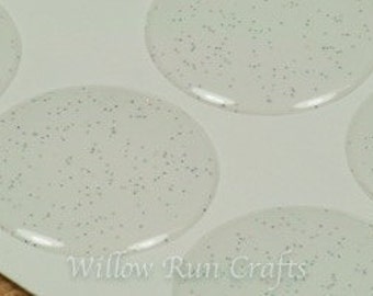 Glitter Circle Clear Epoxy Domes, 1 Inch Circle Glitter Resin Stickers. (01-05-185)