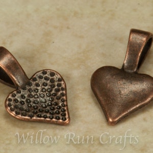 150 Small Antique Copper Heart Bails, Necklace Bails (07-06-320)
