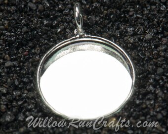 12mm Silver Plated Circle Pendant Tray Charm Drop, Earring Tray   (pick your quantity) (19-16-600)