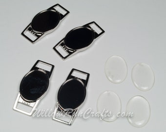 Silver 18 x 25mm Silver Oval Shoe Lace Charms, (07-46-923) Shoelace Charm Kit,Epoxy domes, 40 or 50 kits.