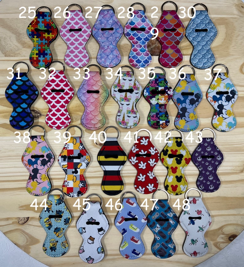 Chapstick Holder Neoprene Key Chain, Many Designs to choose from PLEASE READ DESCRIPTION as there are limited quantities per design image 2