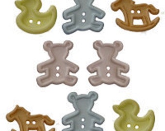 Chunky Baby! Set of 8 Jesse James Baby Buttons, Sew Thru Baby Buttons, Pastel Buttons