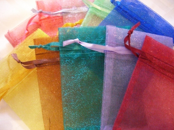 50 Pack 3 inx 4 in Organza Gift bags, Different Colors (222-222-222)