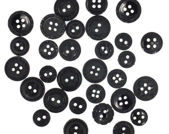 Blackout Buttons Set of 28 Buttons, Dress it Up Buttons, Jesse James Buttons, Black Buttons - a