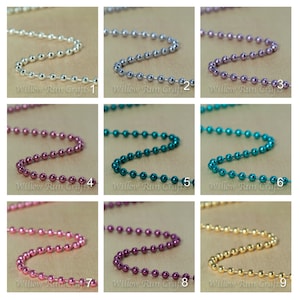 25 High Quality 2.4mm Colored Metal Ball Chain 24 Inch Necklaces with Connectors...Select your colors
