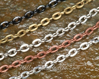 20 Metal Necklace Oval Chain  18" in Silver, Antique Copper, Antique Silver, Black and Antique Bronze,