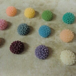 20 Flower Resin Cabochons, 15mm Resin Flowers add to your pendants, rings blanks, earring blanks and more image 2