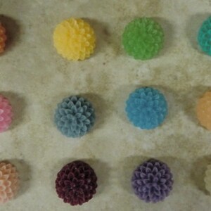 20 Flower Resin Cabochons, 15mm Resin Flowers add to your pendants, rings blanks, earring blanks and more image 3