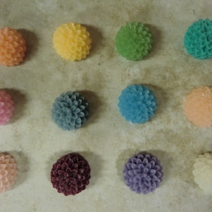 20 Flower Resin Cabochons, 15mm Resin Flowers add to your pendants, rings blanks, earring blanks and more image 1