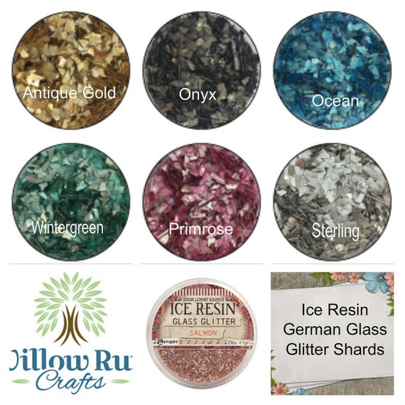 Pack of 3 Glass Glitter Shards Ocean