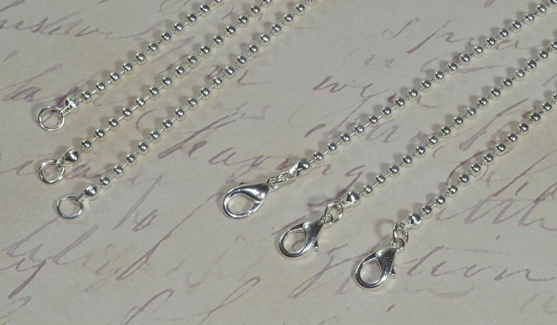 10 High Quality 20 inch Shiny Silver Plated Ball Chain 2.4 mm with Lobster Clasp 15-40-306