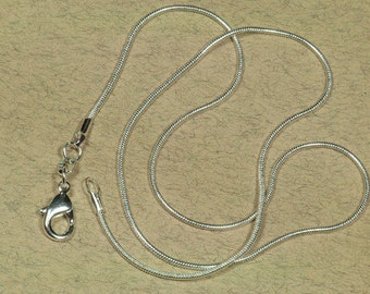 10 Snake Chains,Silver Snake Chain Necklaces 16", Silver Plated Necklace Strands
