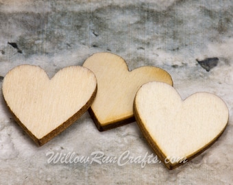 50 pcs Heart Wood Shapes 3/4" Size