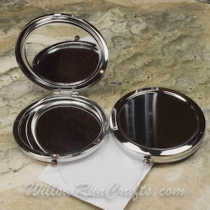 5 Compact Mirror Double Sided Mirror  58mm Decorative Area with push button open  (does not come with epoxy dome)