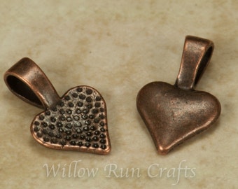 25 Small Antique Copper Heart Bails, Necklace Bails (07-06-320)