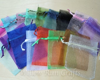 50 Pack 3 inx 4 in Organza Gift bags, Different Colors (222-222-222)