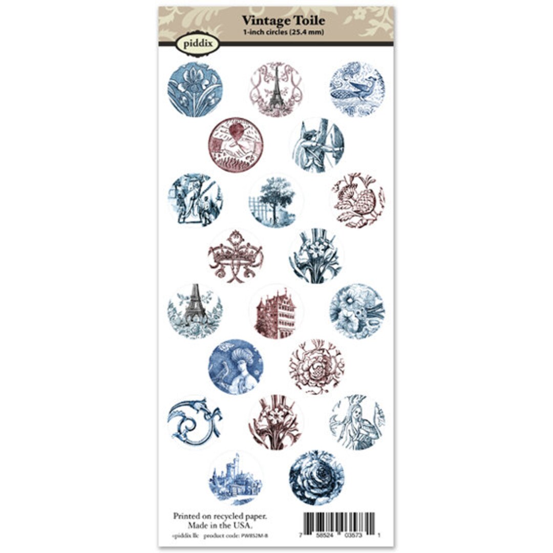 Piddix Vintage Toile Collage Sheet 1 Inch Circle 20 Images - Etsy