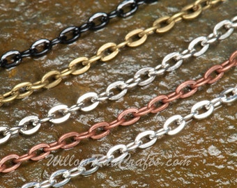 25  Metal Necklace Oval Chain  24" in Silver, Antique Copper, Black, Antique Silver and Antique Bronze