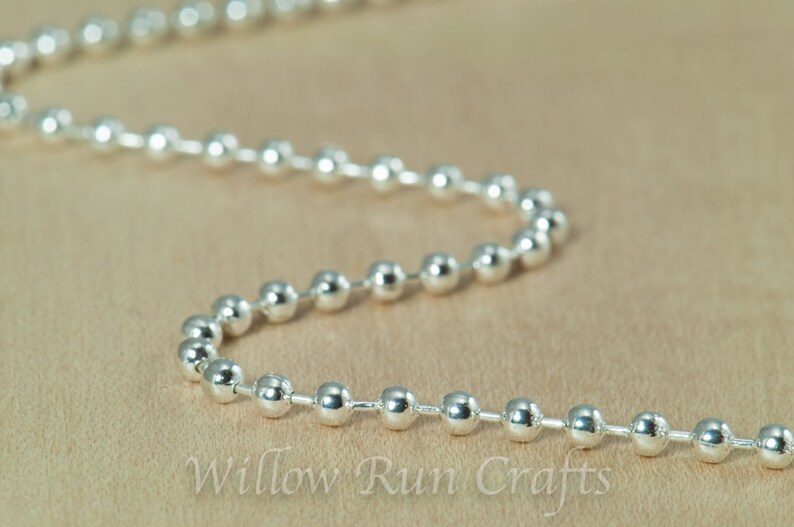 10 High Quality 20 inch Shiny Silver Plated Ball Chain 2.4 mm with Lobster Clasp 15-40-306