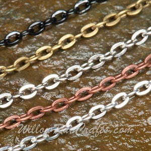 15 Metal Necklace Oval Chain  24" in Silver, Antique Copper, Black, Antique SIlver and Antique Bronze