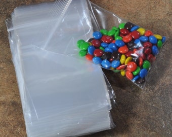 100 Reclosable 2 in x 3 in  Transparent Plastic Zip Bags  (17-52-146)