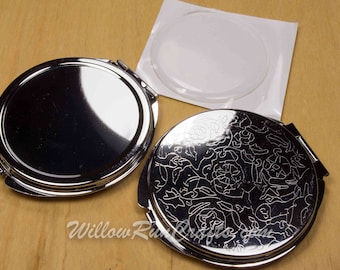5 Compact Mirror Double Sided Mirror with 2 inch  Decorative Area with optional epoxy dome