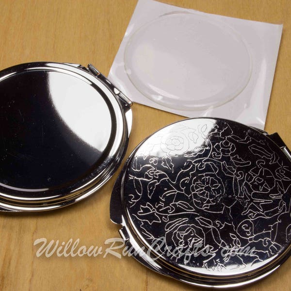 5 Compact Mirror Double Sided Mirror with 2 inch  Decorative Area with optional epoxy dome