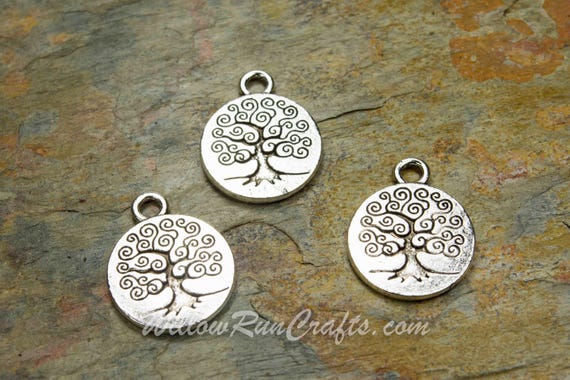 10 Tree Charms Antiqued Silver Charms Tree of Life Charms Tree Pendants
