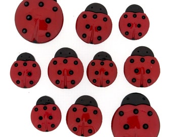 Ladybugs Buttons Set of 12, Dress it Up Buttons, Jesse James  Buttons-a