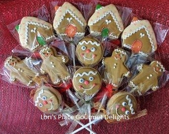 Ginerbread Theme Cookie Pops - 12 Cookie Pops
