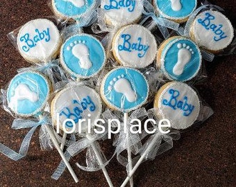 Baby Shower Cookie Pops - Baby Cookie Gift - 12 Cookies