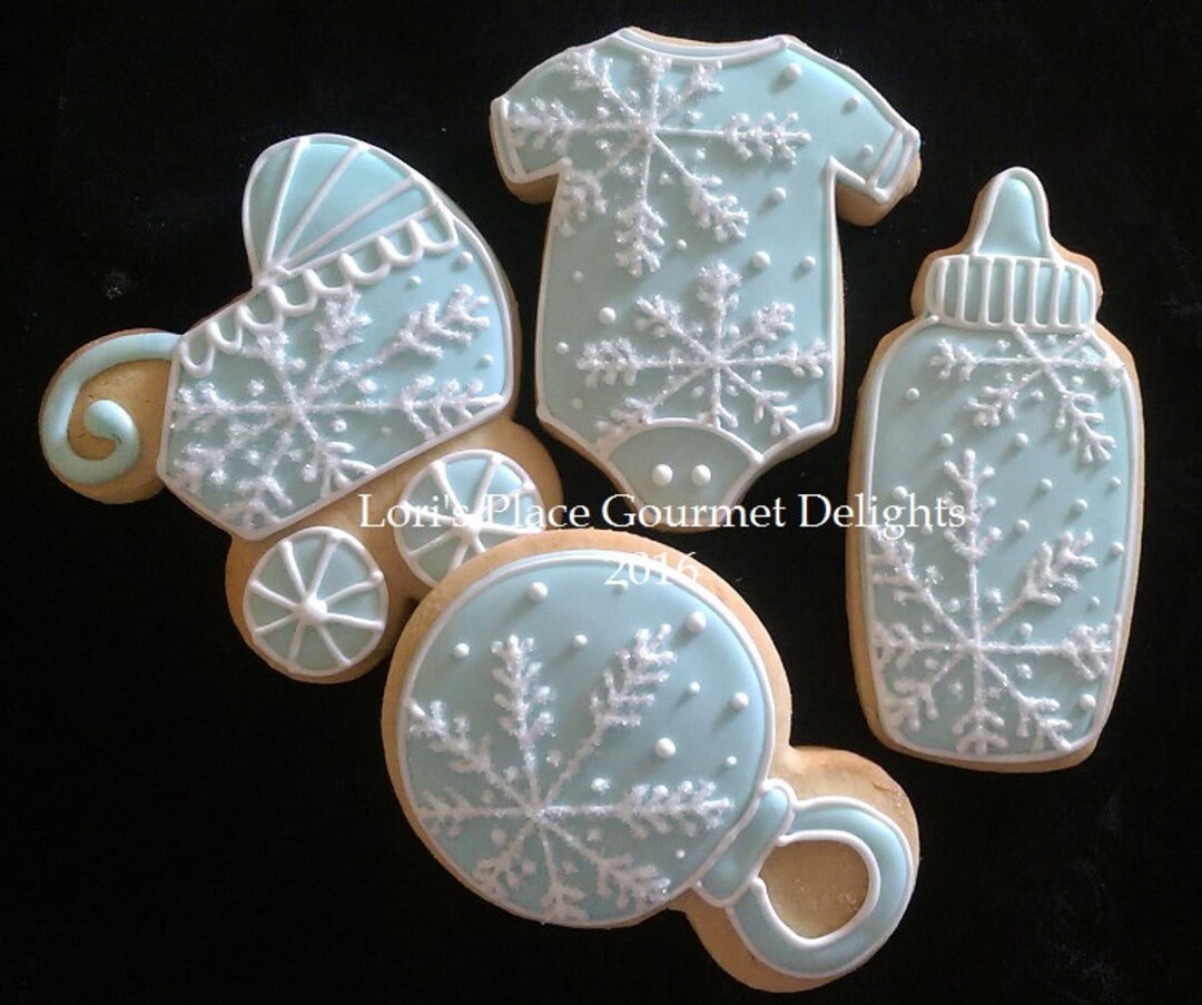 Snowflake Baby Shower Cookies Christmas Baby Shower Cookies 12 Cookies ...