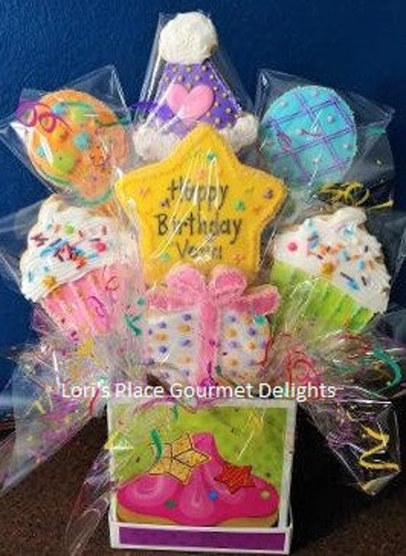 Birthday Cookie Bouquet 7 Cookies immagine 1