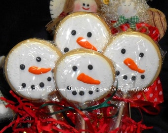 Snowman Face Cookie Pops - 12 Cookies