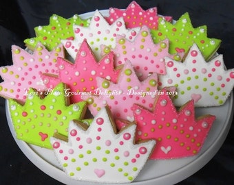 Prince and Princess  Crown  Cookies - Crown Cookie Favors - Princess Crown Cookies - 1 Dozen