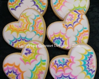 Tye Dye Heart Cookies - 12 Cookies