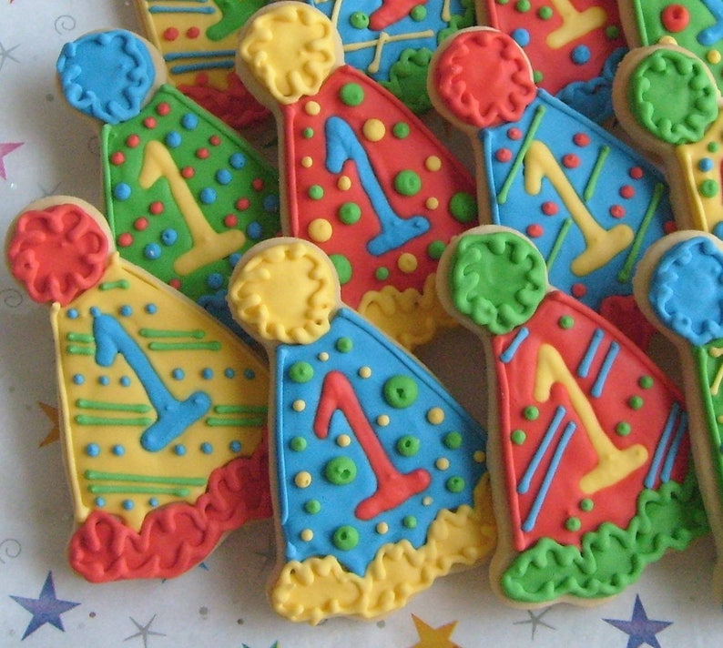 Birthday Hat Cookies Party Hat Cookies Birthday Cookies 1 Dozen image 3