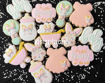 Bunny Baby Shower Cookies - 15 Cookies