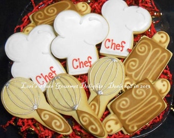 Chef Cookies - Chef Hat Cookies - 12 Cookies