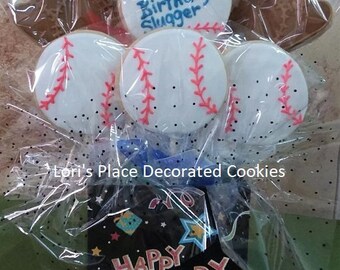 Baseball Cookie Bouquet - Baseball Cookies - 6 Cookie Bouquet