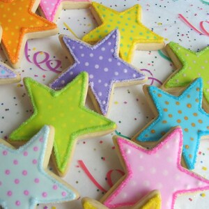 Star Decorated Cookies Star Cookies Star Decorated Cookie Favors Cookie Gift 1 dozen image 4