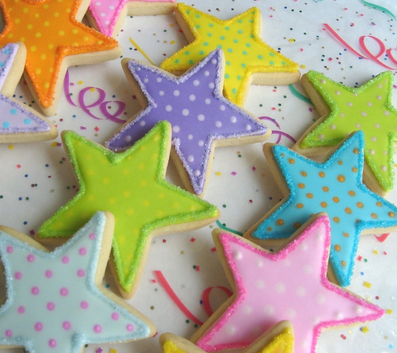 Star Decorated Cookies Star Cookies Star Decorated Cookie Favors Cookie Gift 1 dozen image 4