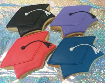 Graduation Cap Cookies - Mortar Board Cookies - 12 Cookies