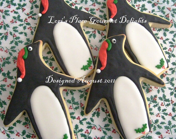 Penguin Christmas Cookies Penguin Decorated Cookies 6 Etsy