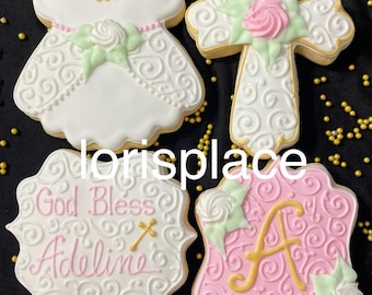 Girl Christening Cookies - 12 Cookies