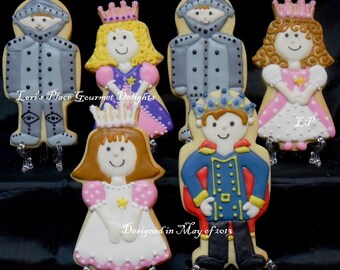 Night and Shining Armor Cookies - Prince Cookies - Princess Cookies - 12 Cookies Total